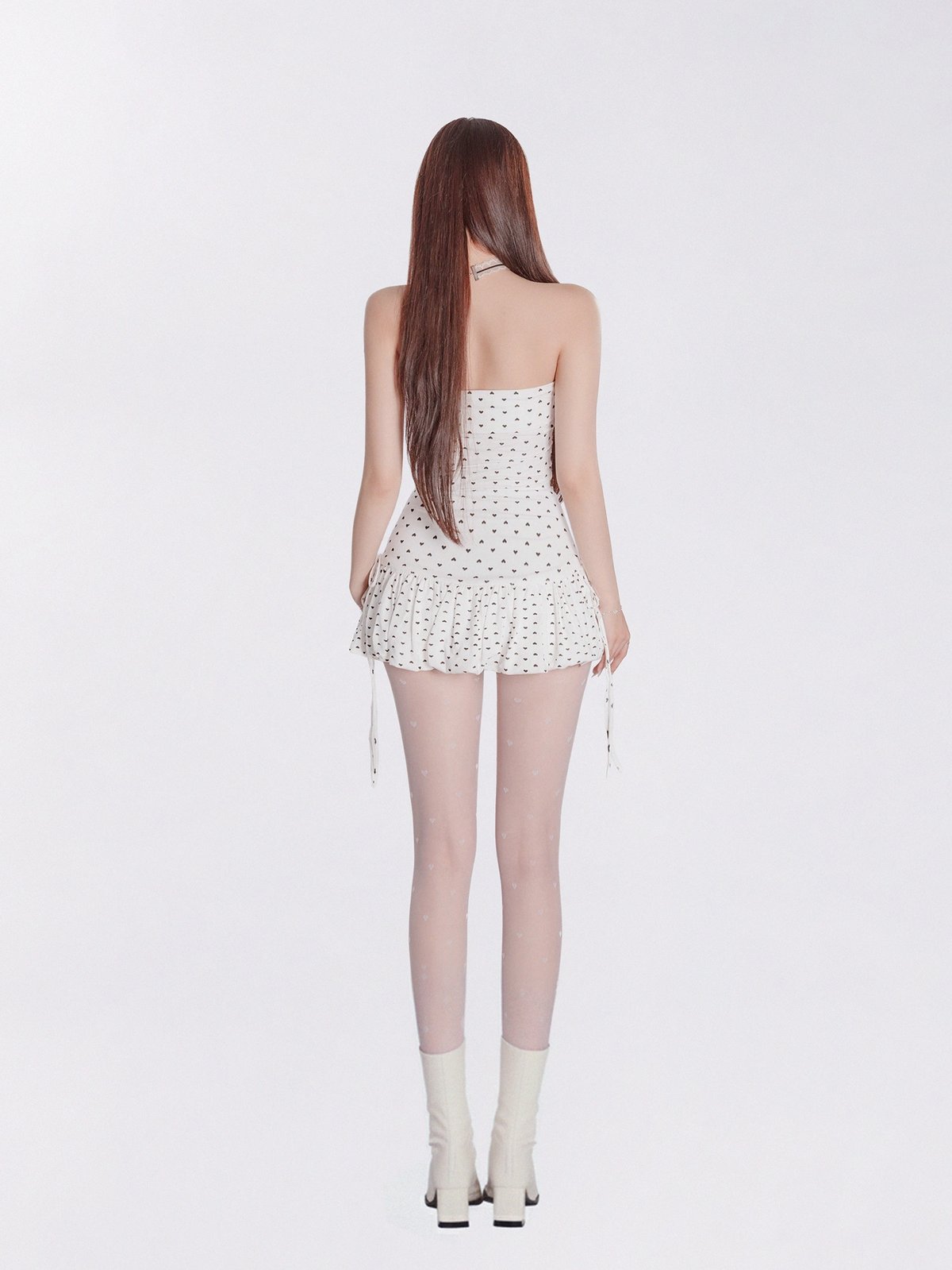 DKMV Yuri Dress - Sweet Heart Pattern Strapless Bubble Dress