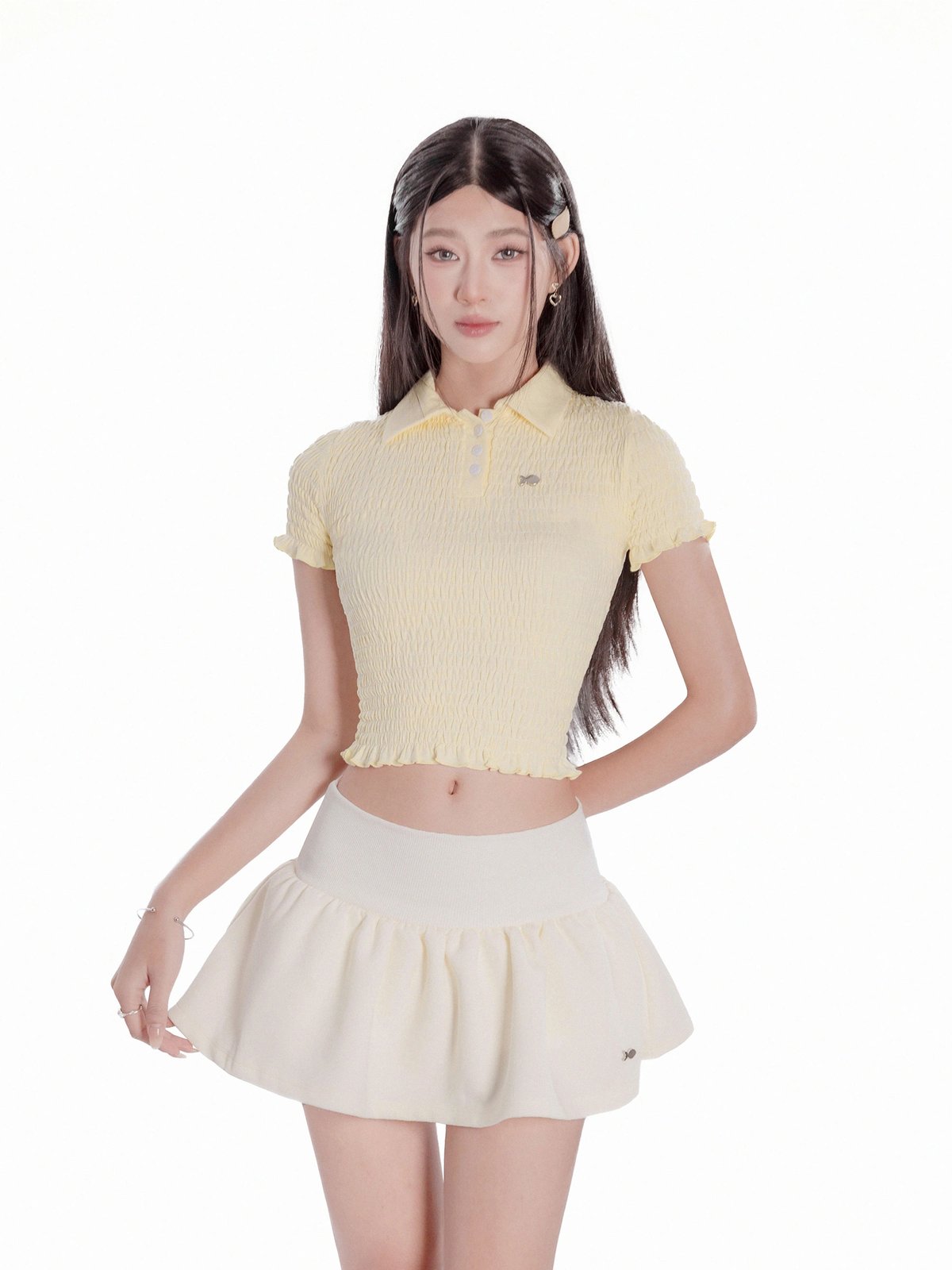 DKMV Brit Top Cropped Polo Shirt - Yellow