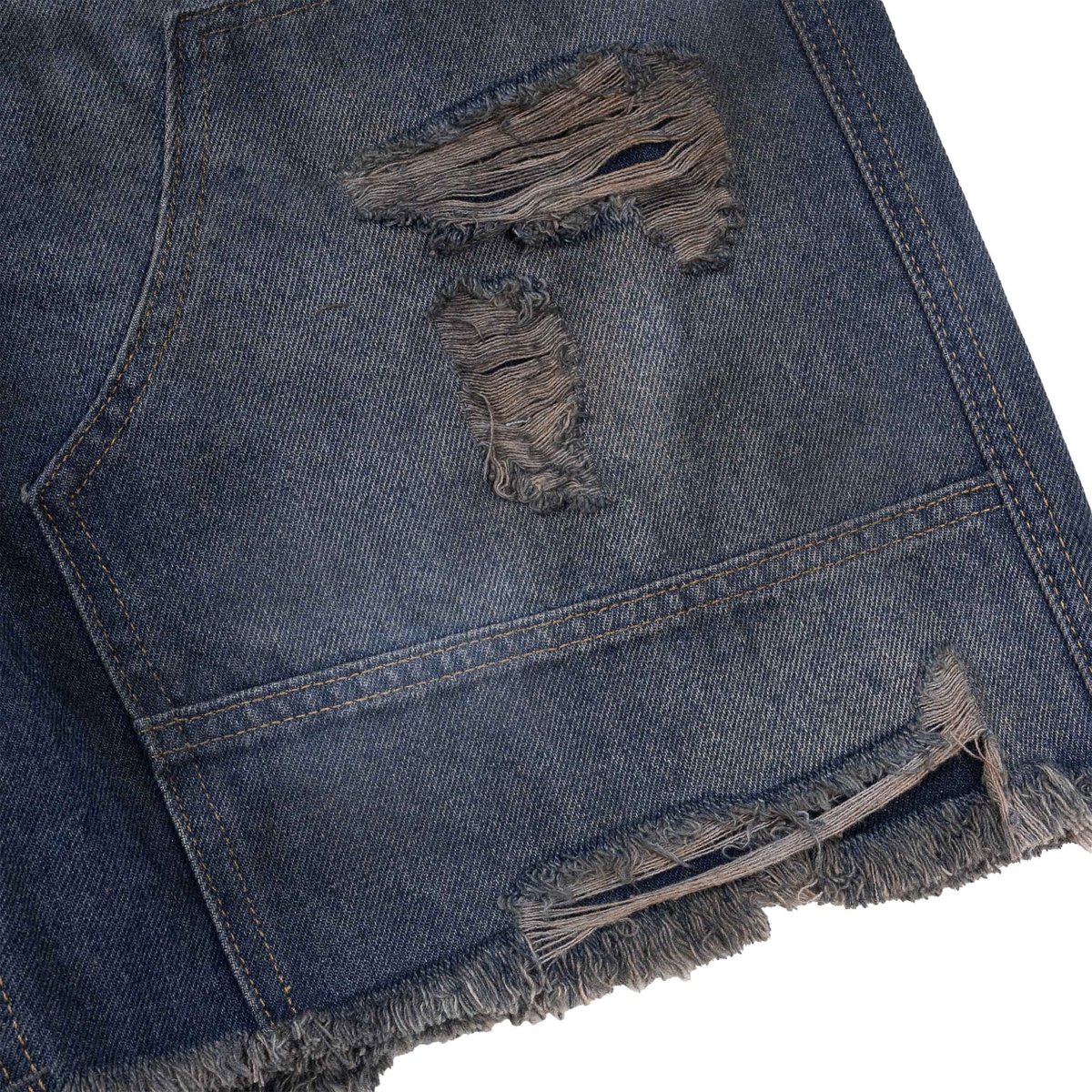 DIRTYCOINS Double Knee Distressed Denim Shorts