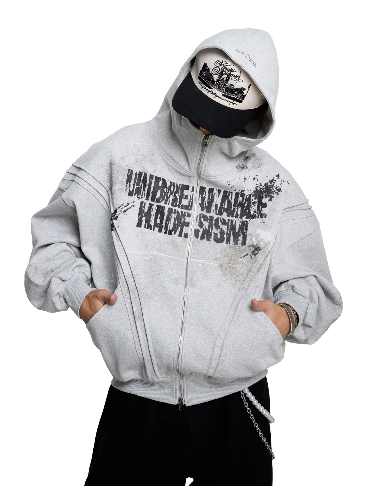 HADES Rock Solid Zip Hoodie - Grey