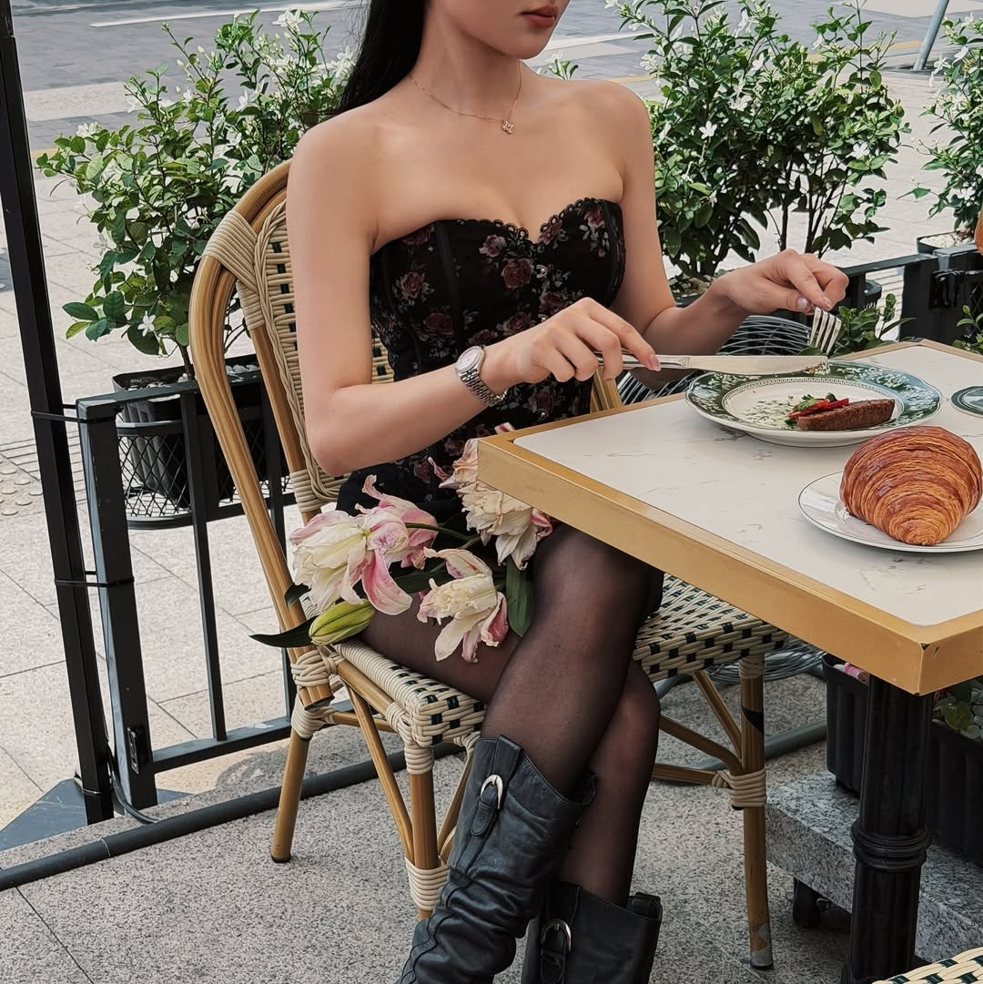 JUBIN ROSEWOOD Floral Corset Top