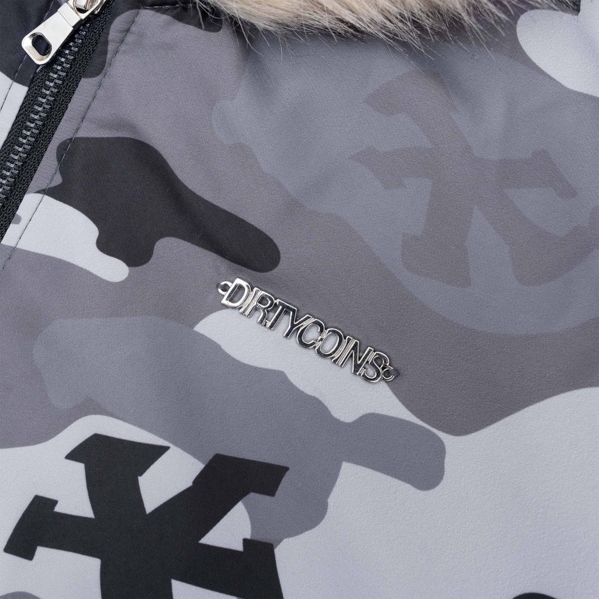 DIRTYCOINS DCxRS Camo Fur Hooded Bomber Jacket