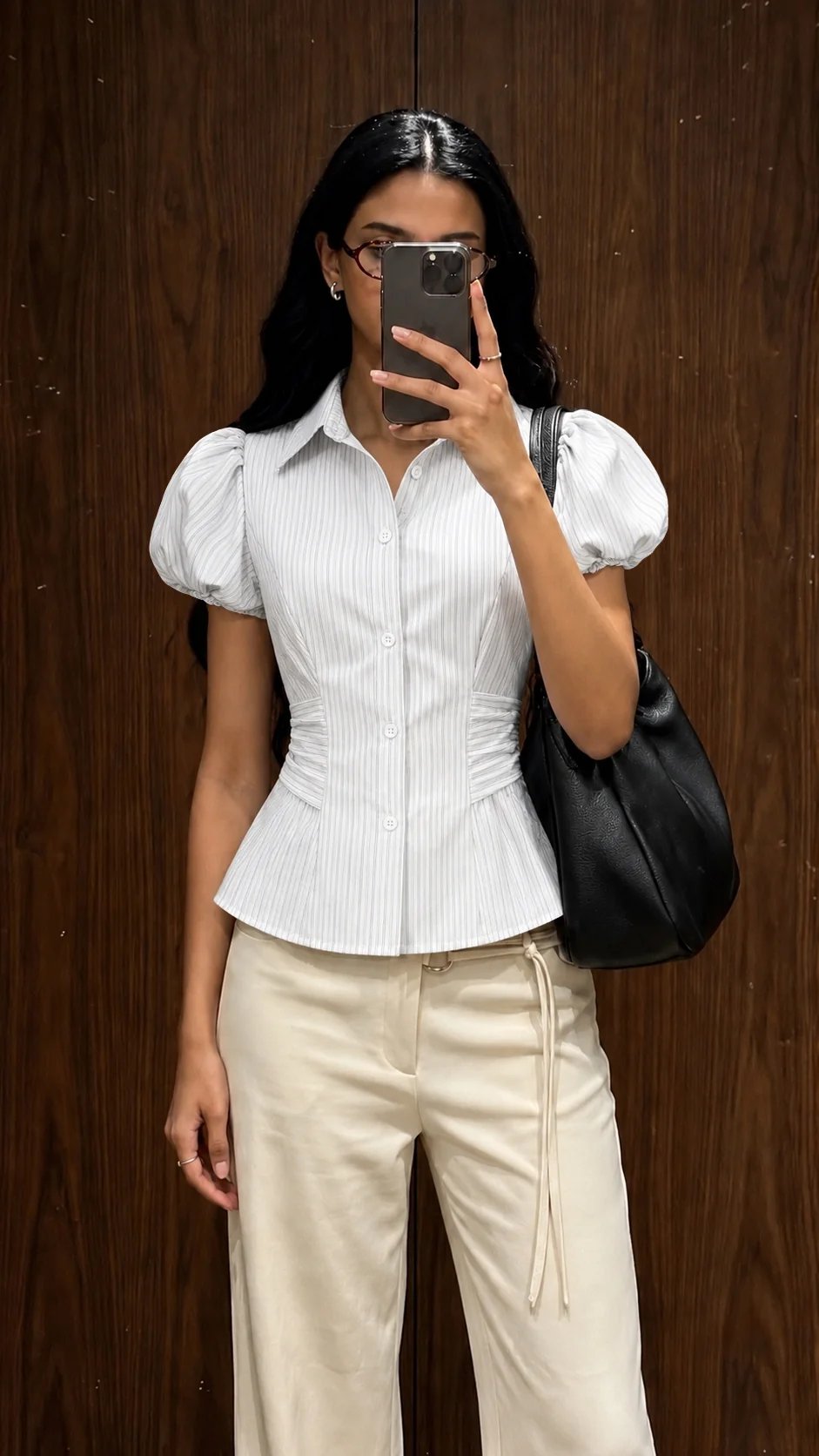 Sugar Crush Andy Striped Collared Top 條紋翻領泡泡袖上衣