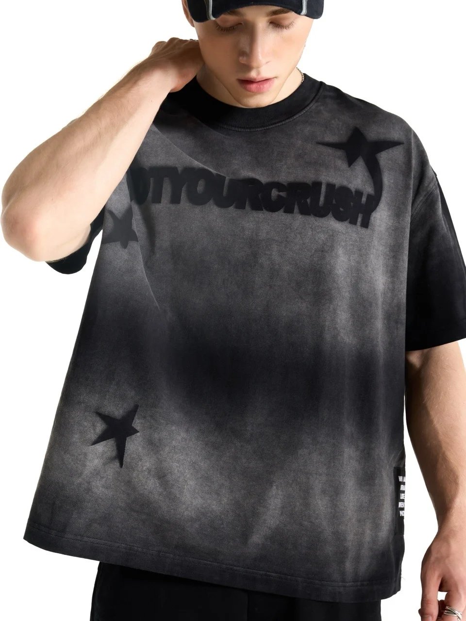 HADES NOTYOURCRUSH 水洗印花 T-shirt - 灰色