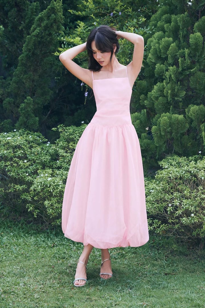 DOTTIE Pink Puff Midi Dress D0736