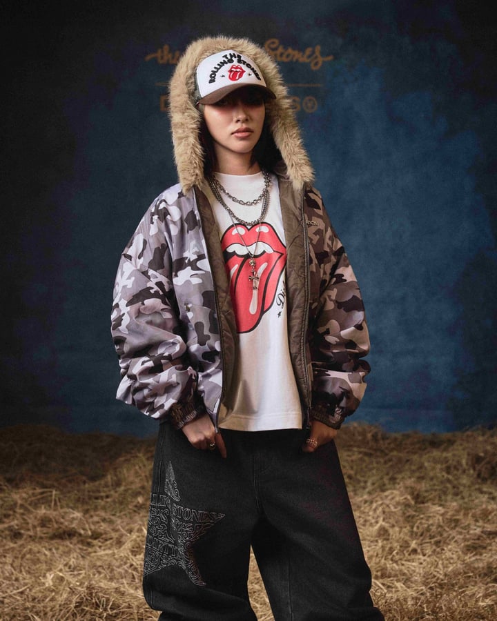 DIRTYCOINS DCxRS Camo Fur Hooded Bomber Jacket