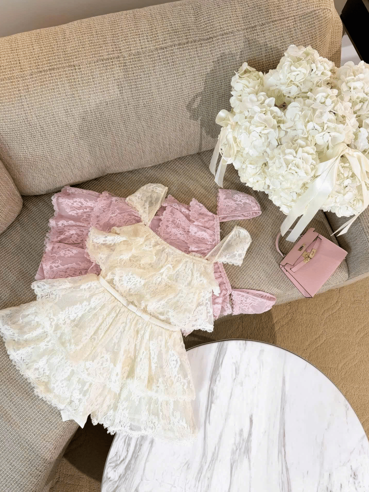 Tran Ali Tiered Lace Dress with Waist Bow