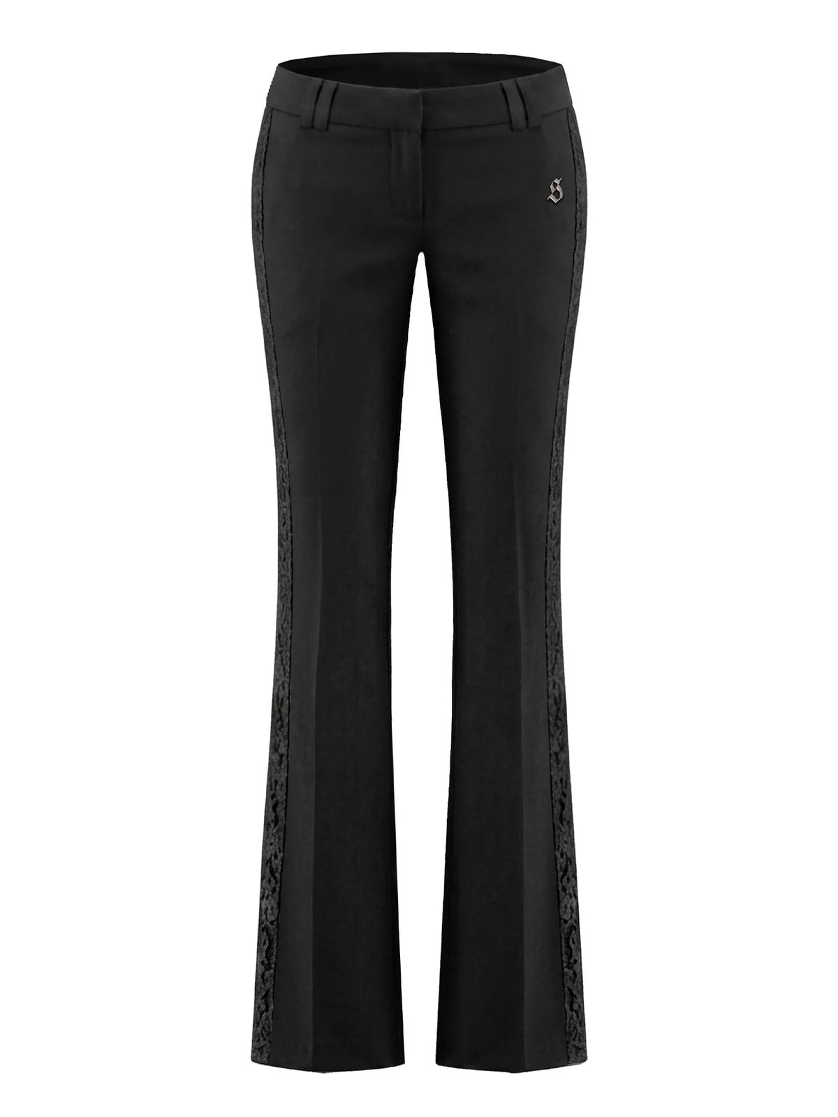 SISTERS Hollis Lace Trim Flare Trousers - Black