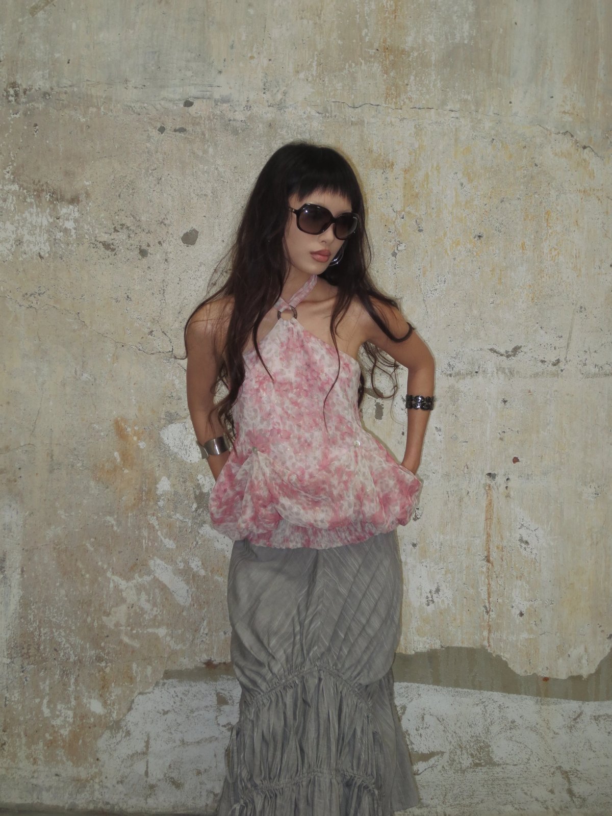 INTO.EIGHT Tinted Peplum Tulle Top 荷葉邊透視紗上衣