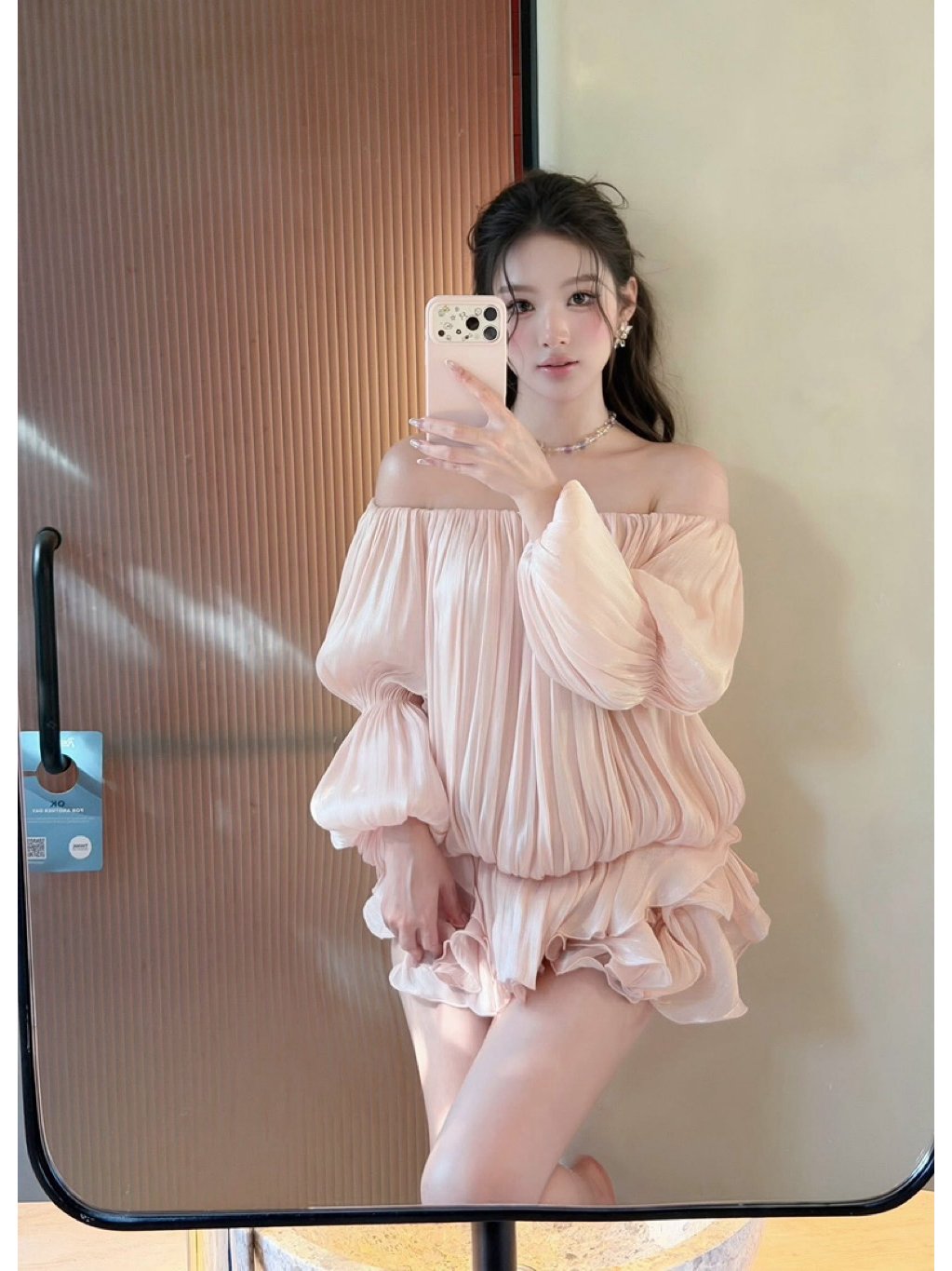 CHOUCHOU Lina Off-shoulder Pleated Dress