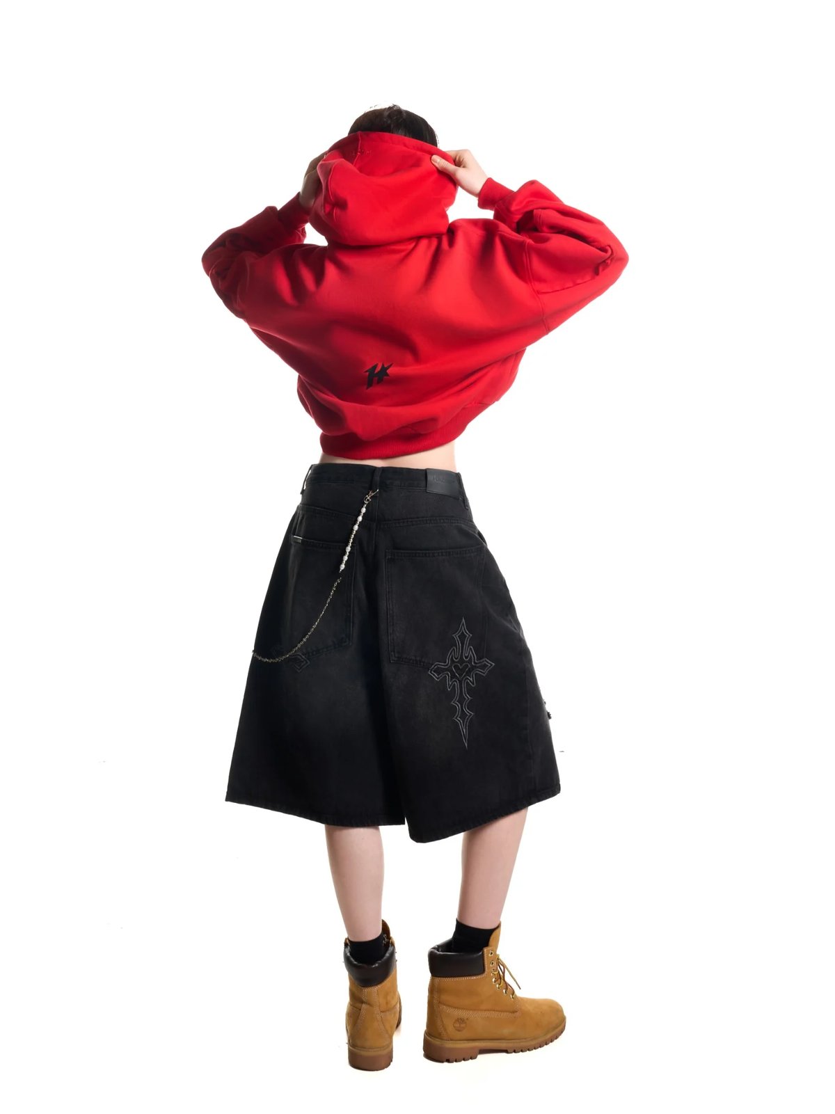 HADES Blackout Distress Wash Denim Shorts