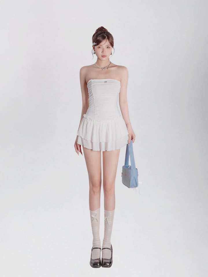 DKMV Noelle Two-Tier Ruffle Bustier Dress