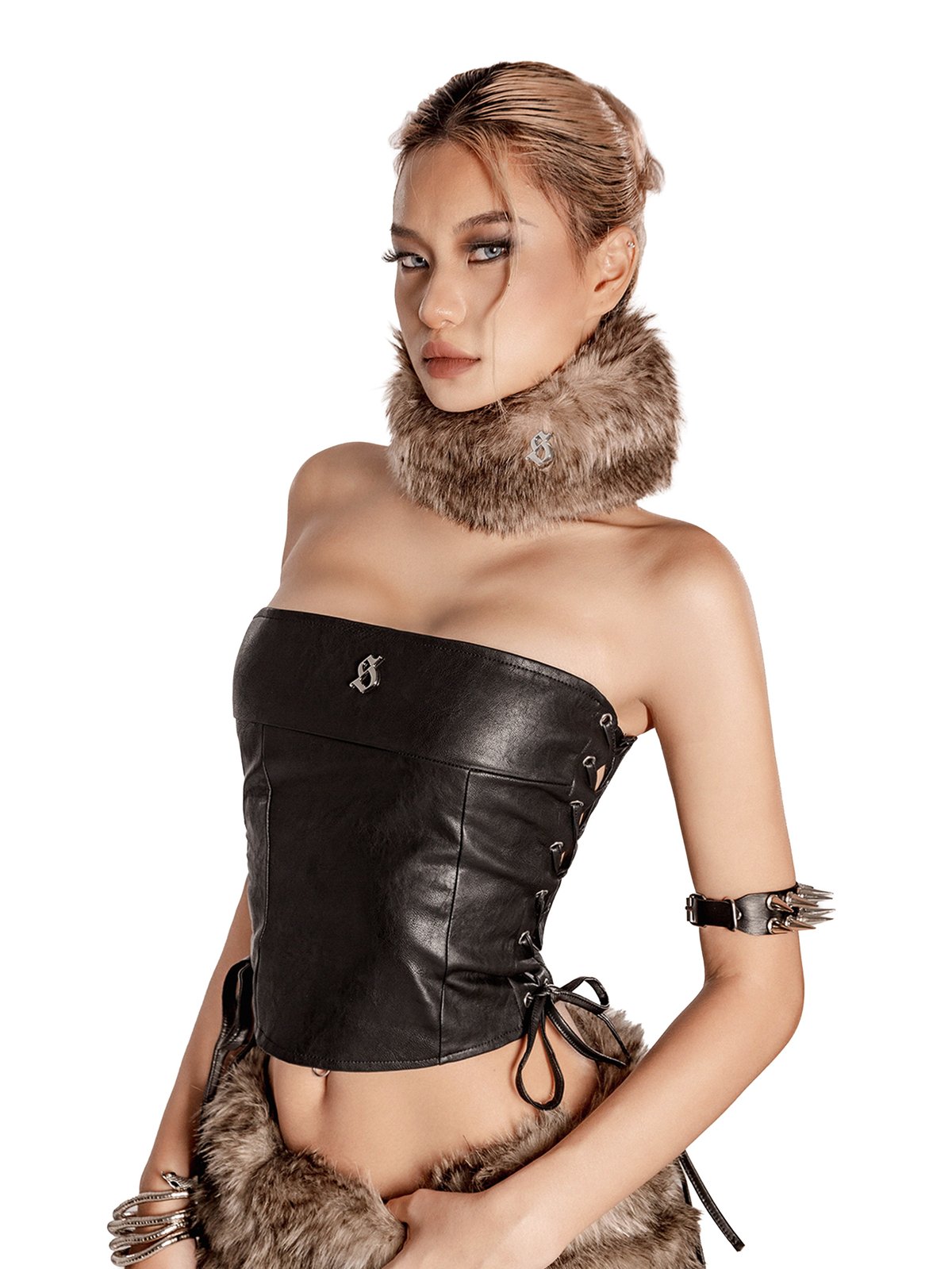 SISTERS Hattie Faux Fur Mini Skirt - Brown