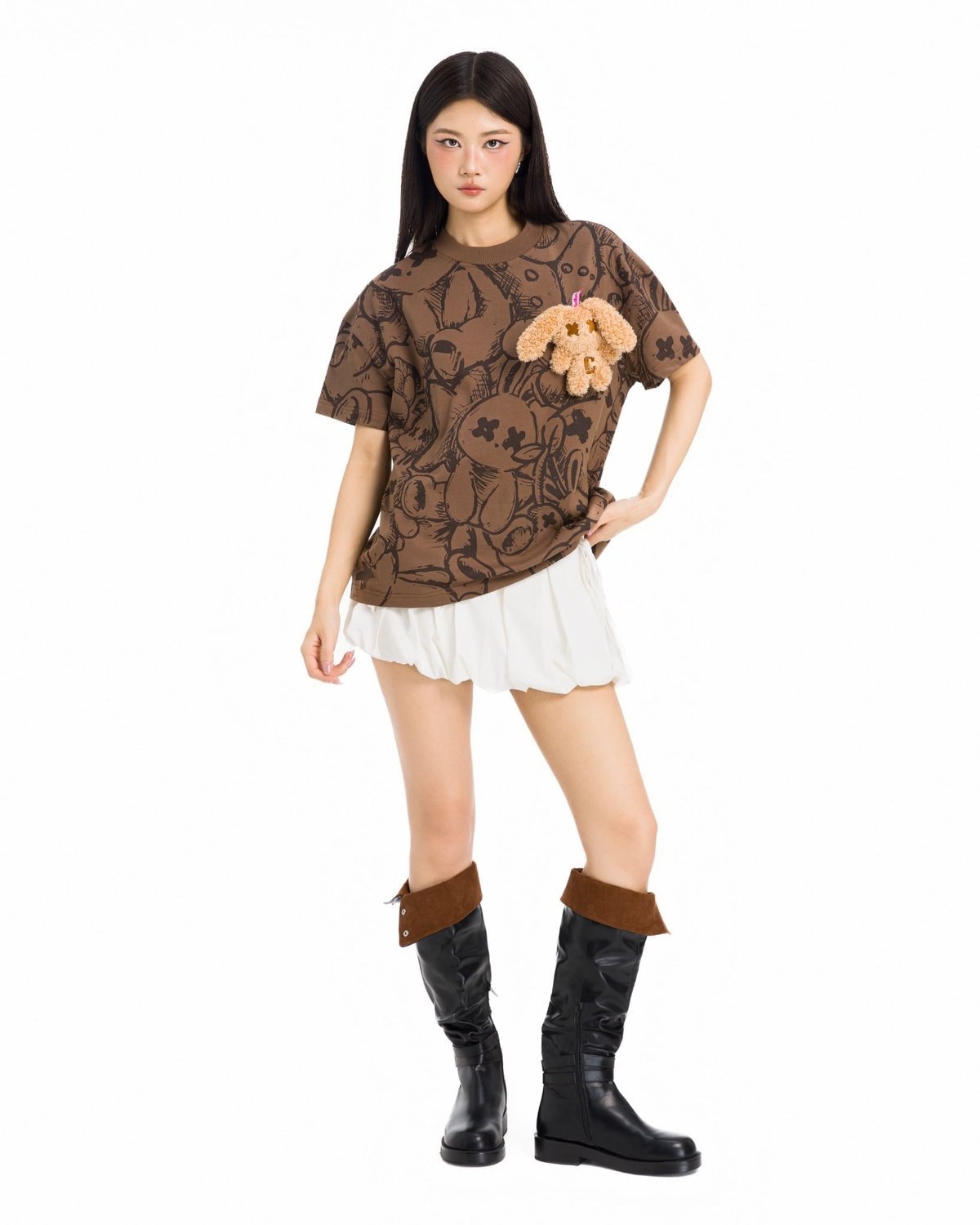 BAD RABBIT Chouchou Rabbit 絨毛兔子圖案 Boxy 版型短袖 T-shirt