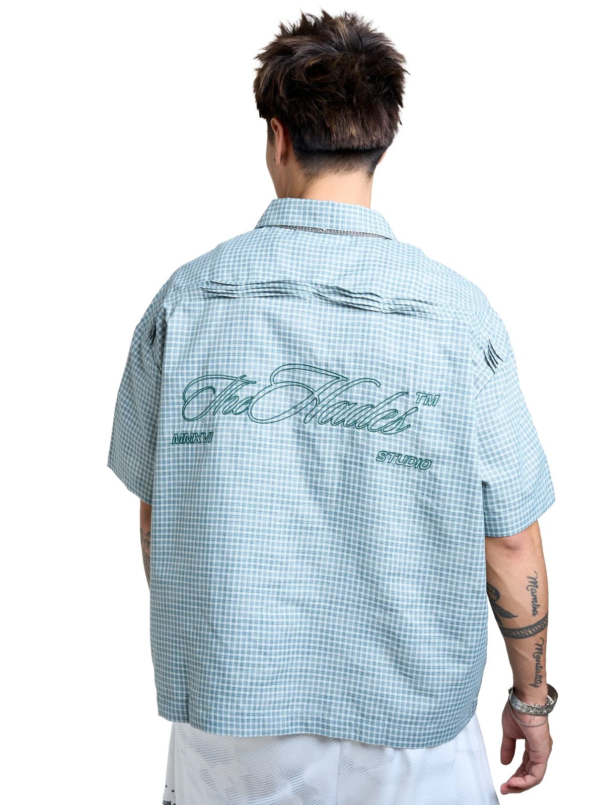 HADES Urban Lines 格紋短袖襯衫 - 綠色