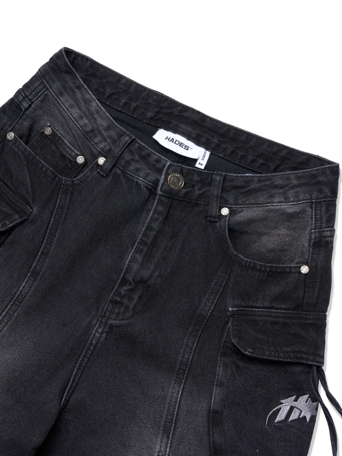 HADES Wash Baggy Denim Trousers - Black