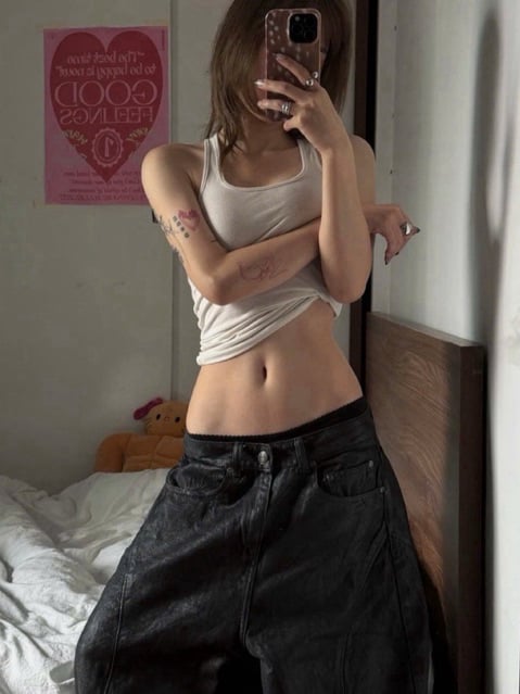 Hades Faux Leather Coated Wide Leg Jeans