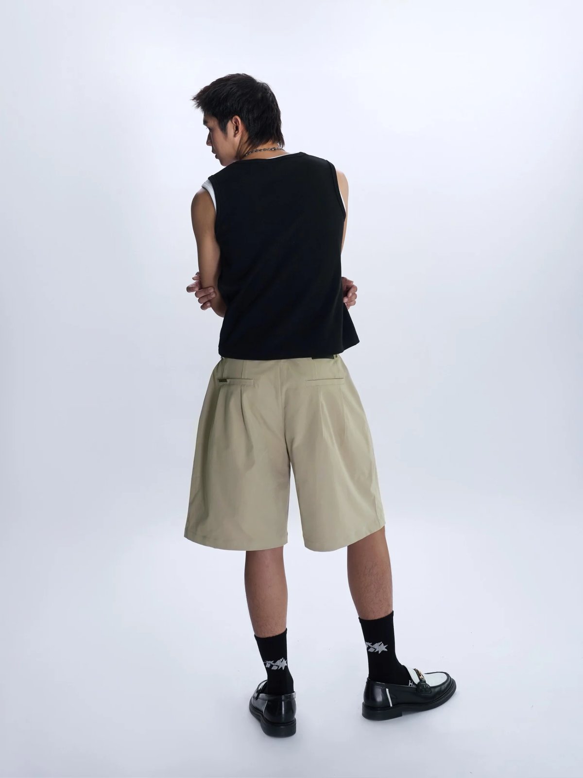 HADES Pleated Casual Shorts - Beige