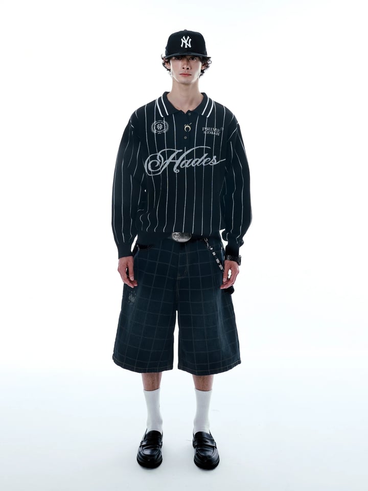 HADES Classic Polo Knit Sweater - Black