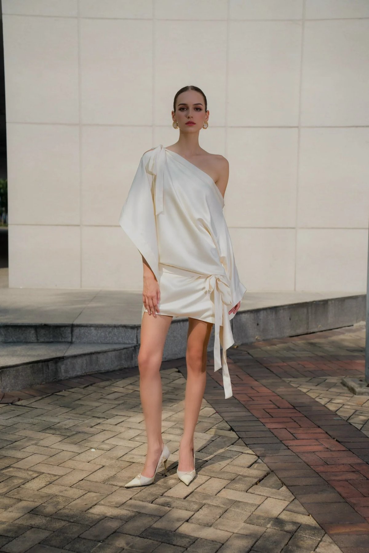 KISSERINE SABRINA MINI One-Shoulder Satin Mini Dress