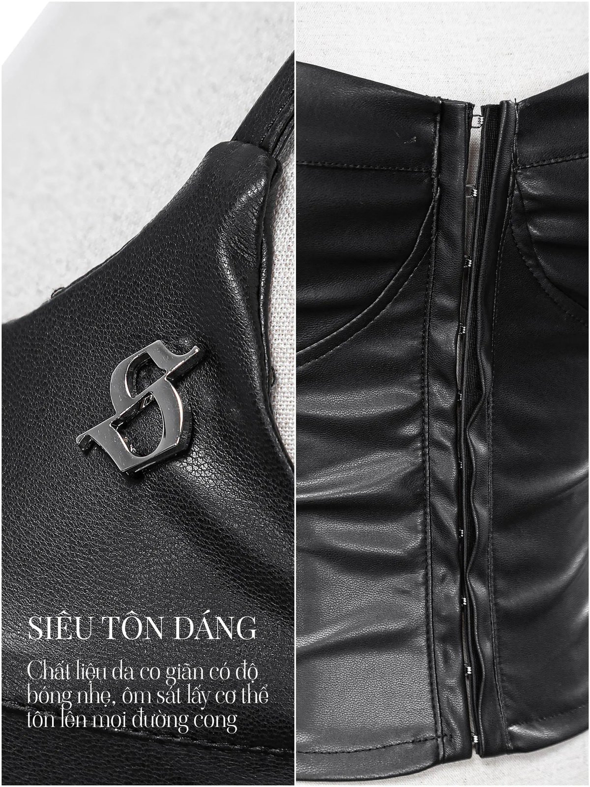 SISTERS Anneliese Leather Corset Style Cropped Top