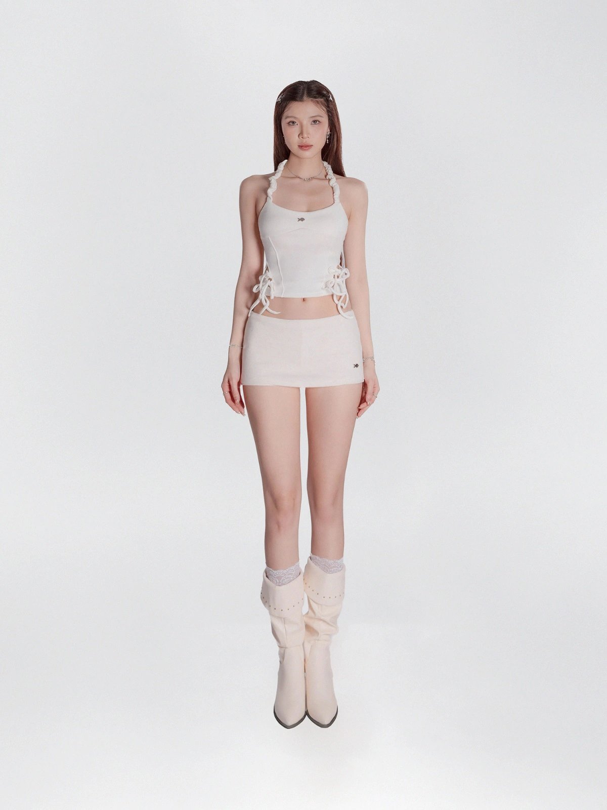 DKMV Grace Halter Crop Top - 黑色掛脖露腰上衣