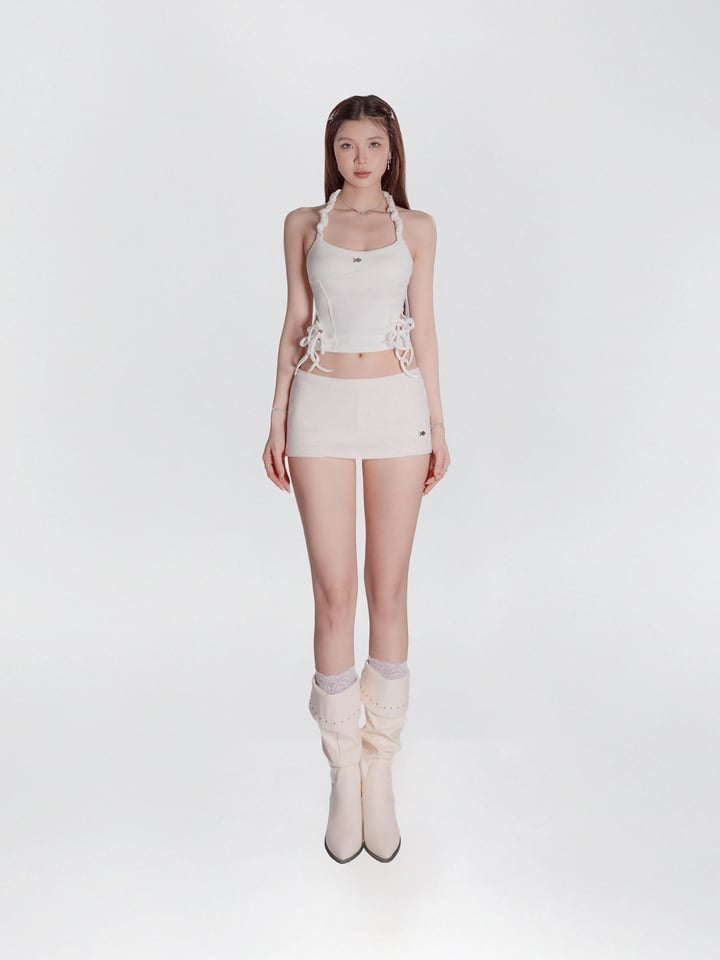 DKMV Grace Halter Crop Top - 黑色掛脖露腰上衣