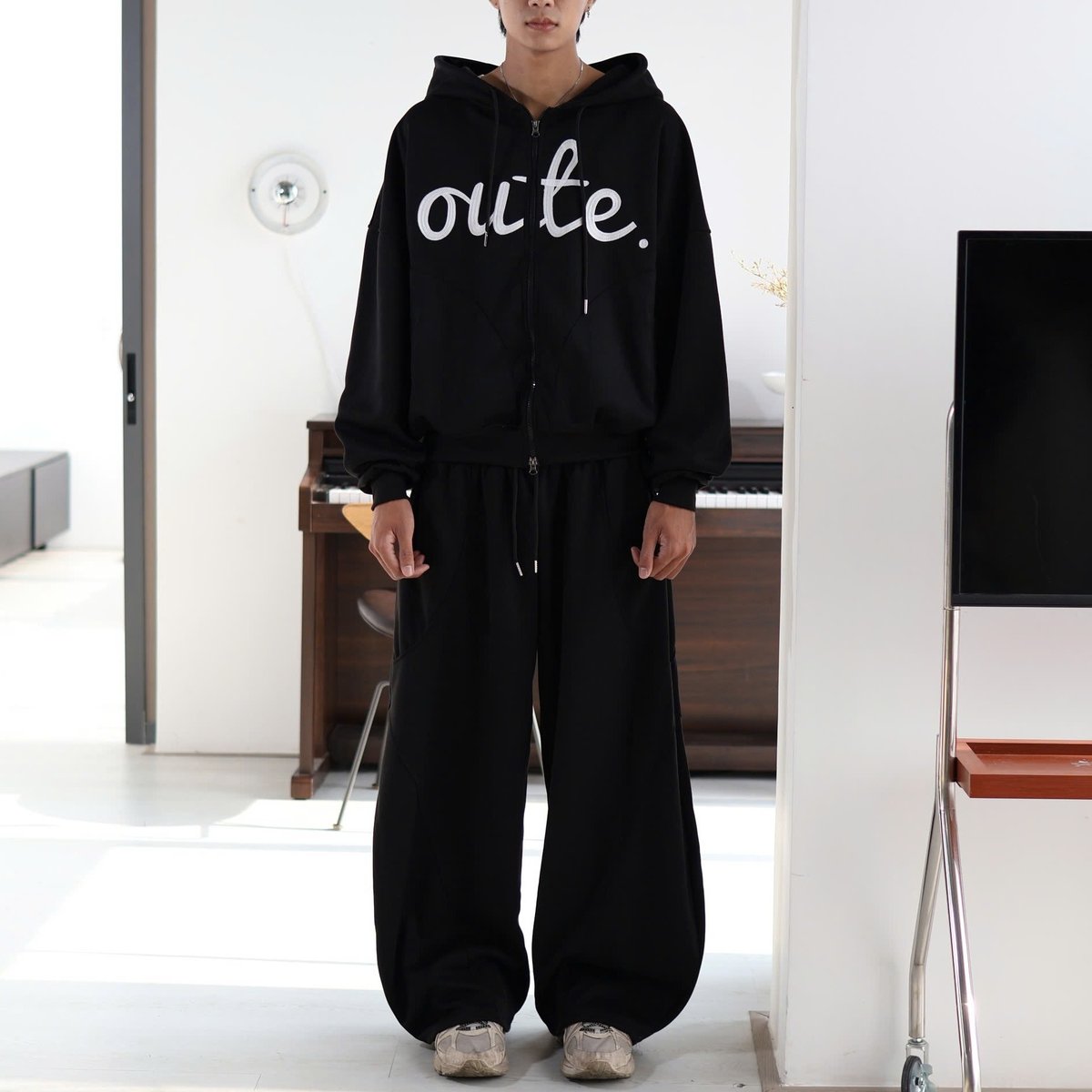 OUTERITY Classic Heavyweight 360gsm Double-Sided Fleece Wide Leg Pants