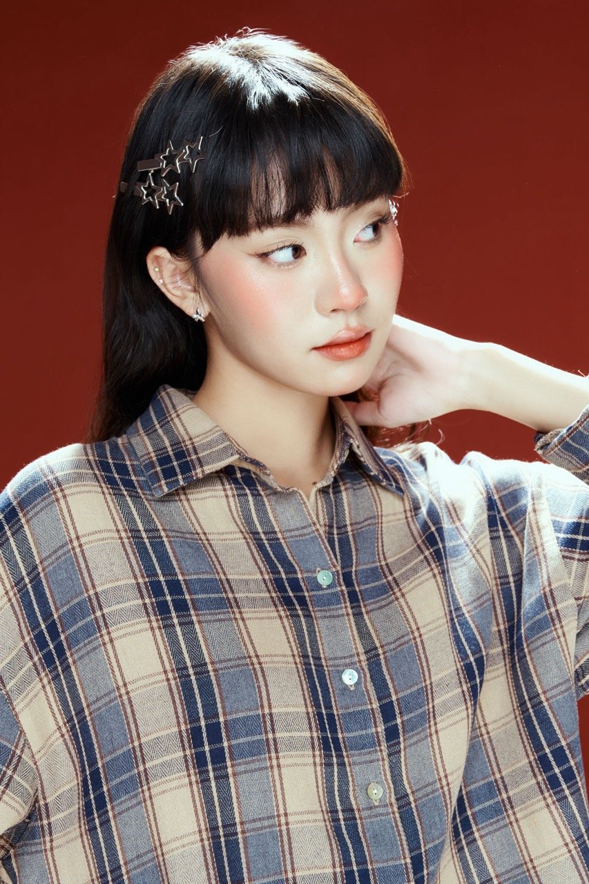 DOTTIE Long Sleeve Plaid Shirt