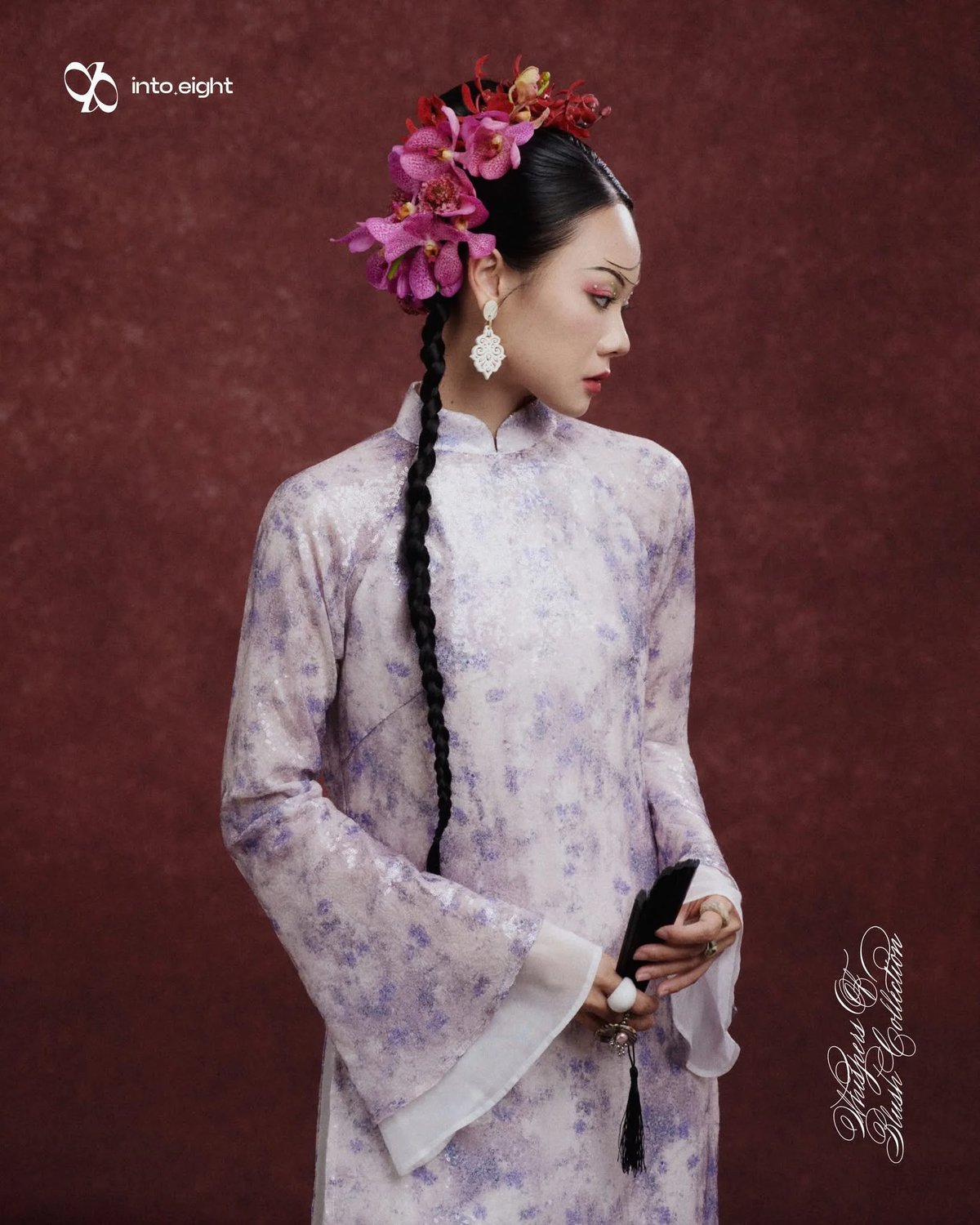 into.eight Áo Dài Nhã Sequin and Organza Long Dress