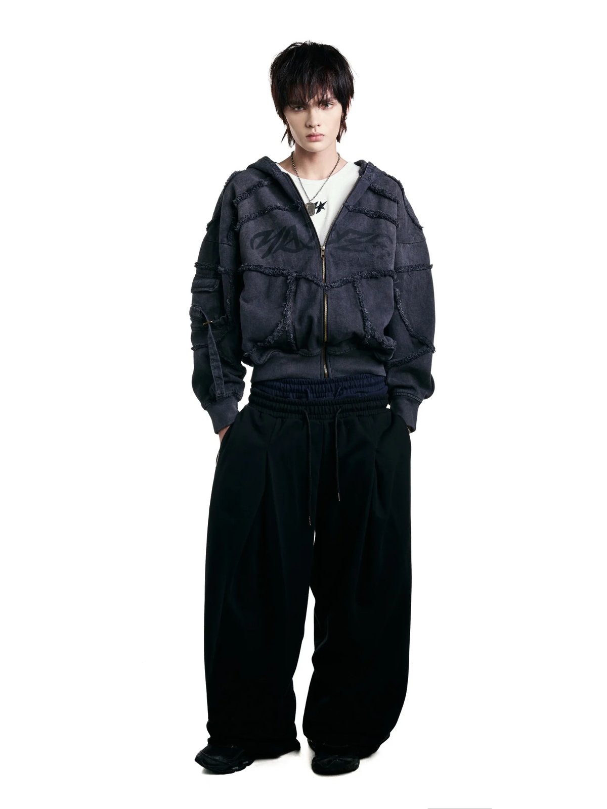 HADES Industrial Edge Zip-Up Hoodie - Grey