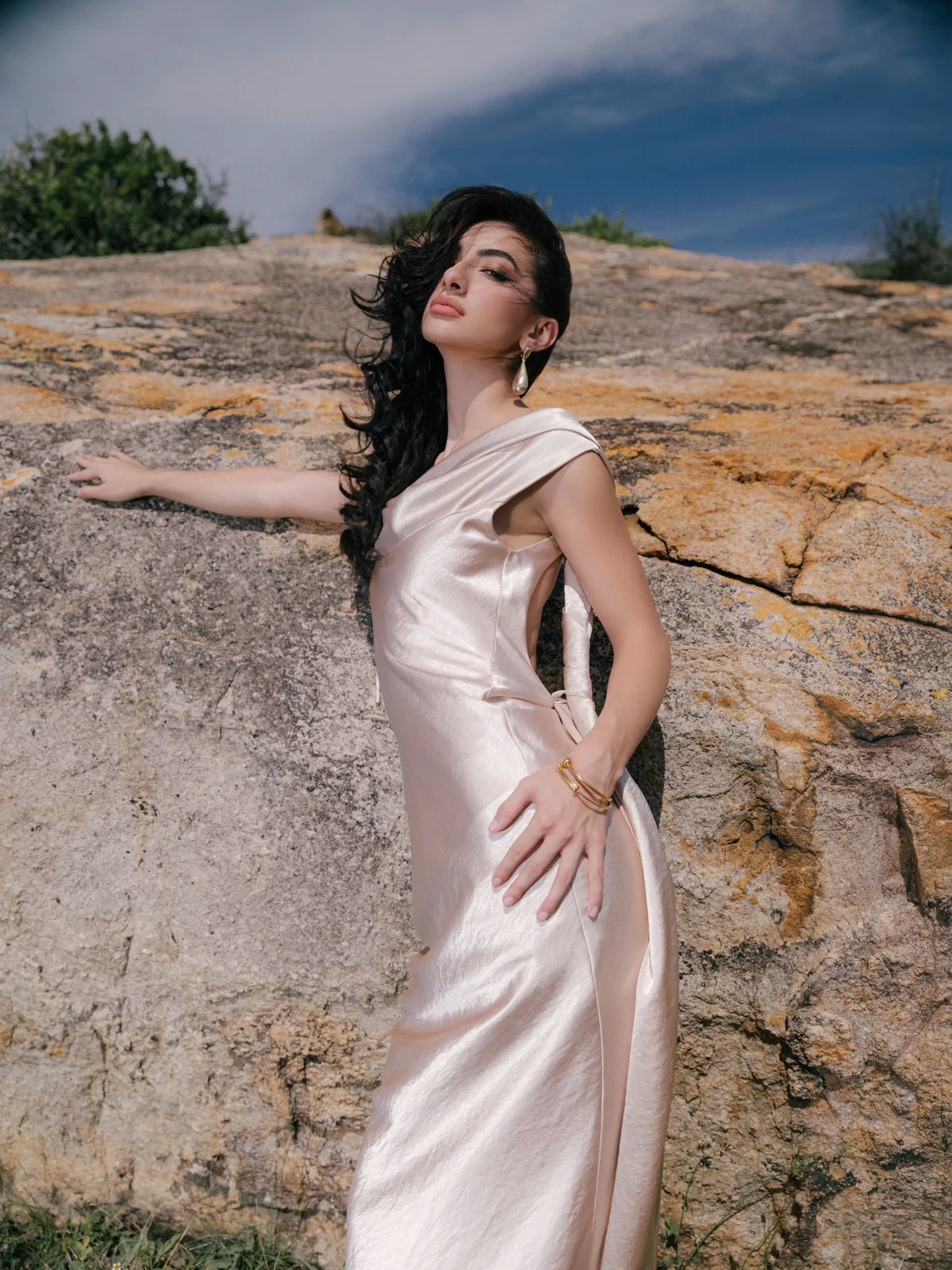 KISSERINE VIONNA Silk Satin Maxi Dress