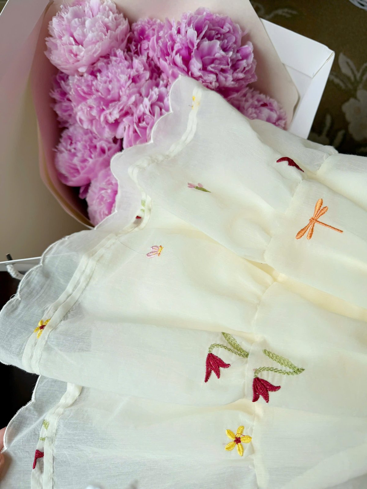 CHOU CHOU Butterfly Sleeve Floral Top Set