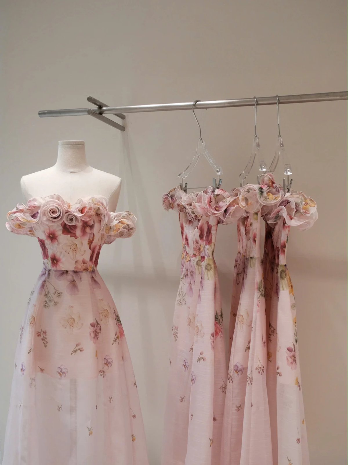 Tran Ali Floral Print Off-the-Shoulder Ruffle Maxi Dress