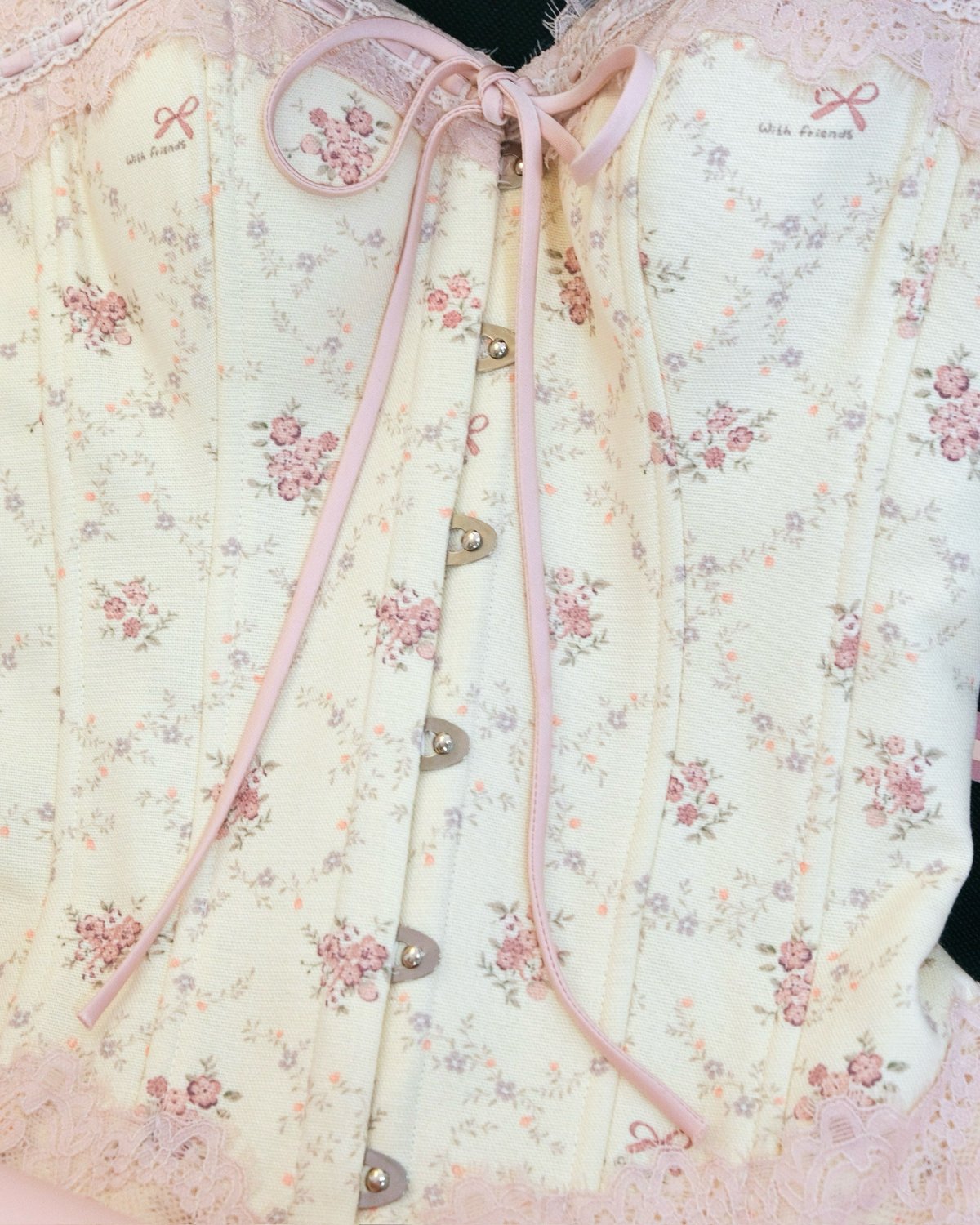 JUBIN Marcie Floral Lace Sweetheart Neckline Corset Top