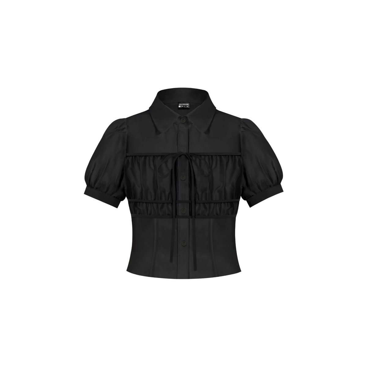 KILL SYSTEM Sunmi Puff Sleeve Blouse with Ruched Bust and Bow Detail