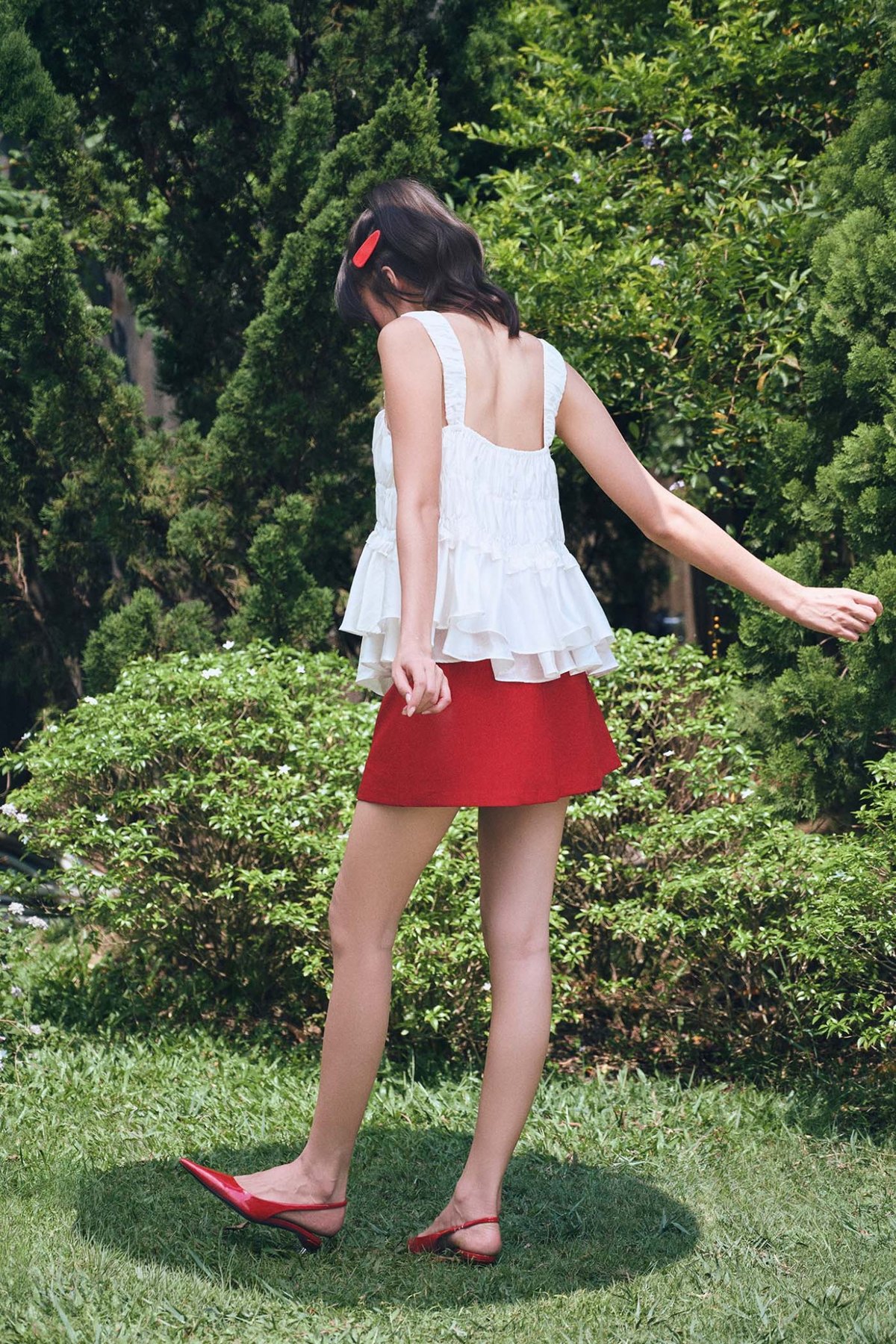 DOTTIE Pleated Mini Skirt - Red - S0303