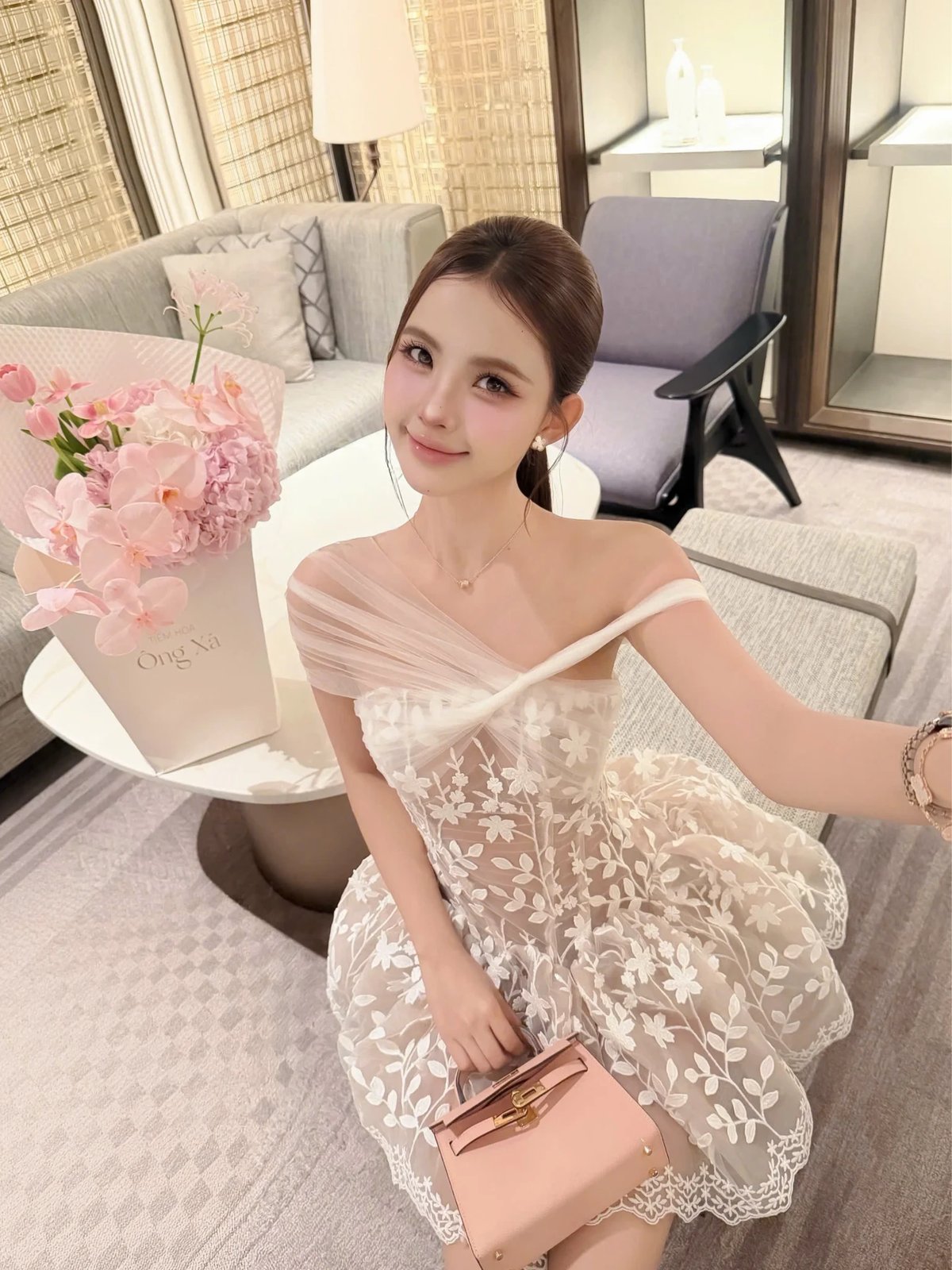 Tran Ali Lace Halter Neck Mini Dress