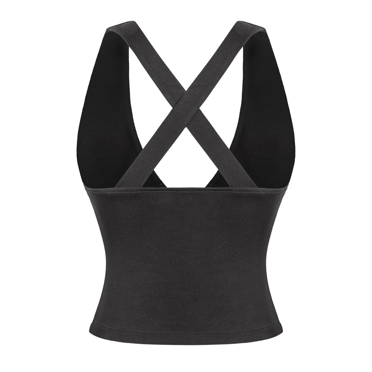 SISTERS Franny Cross Back Cropped Bodycon Top - Black