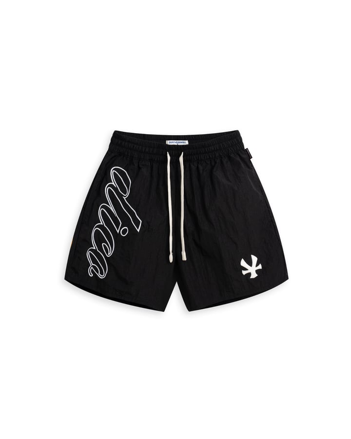 DIRTYCOINS Dico Crinkled Script Nylon Shorts