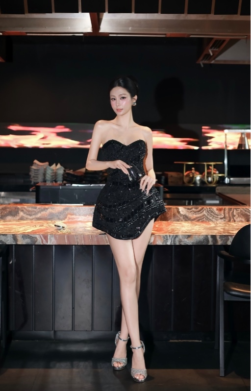 THAOBIBI Embellished Strapless Mini Party Dress