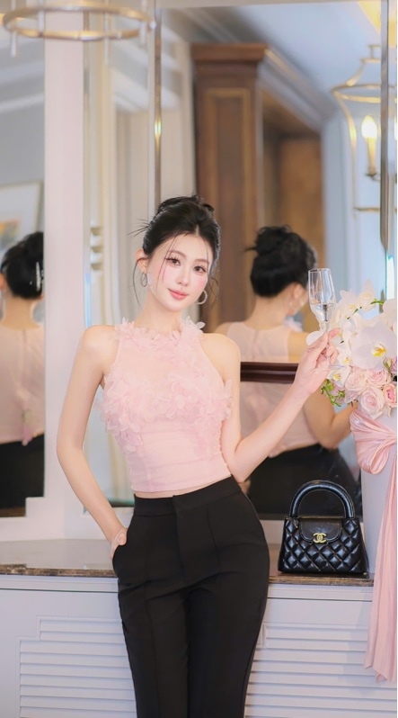 3D Floral Halter Top