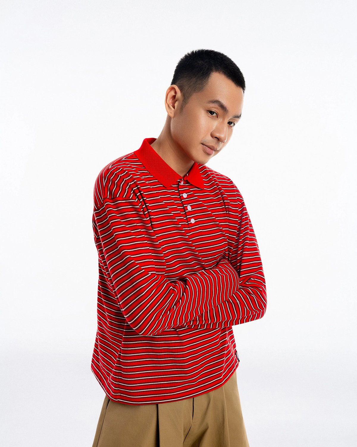 PUSH PUSH OLLY Striped Polo Tee 紅色條紋 Polo 上衣