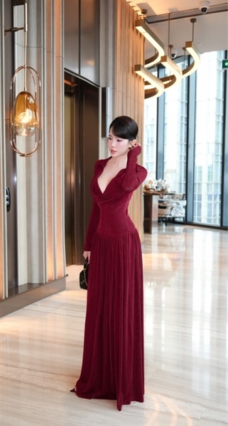THAOBIBI Collar Shirt Style Maxi Dress with Bra