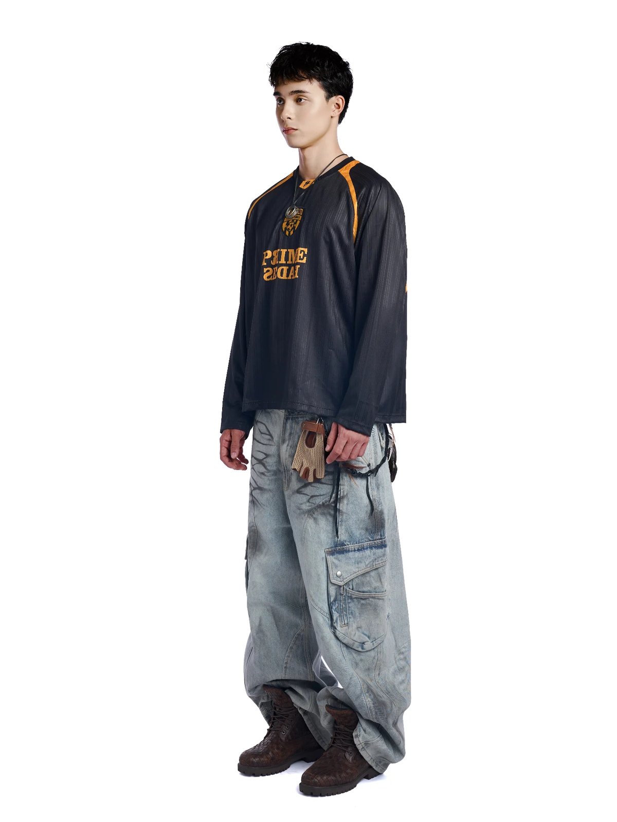 HADES Captain Jersey 條紋運動長袖上衣 - 黑色