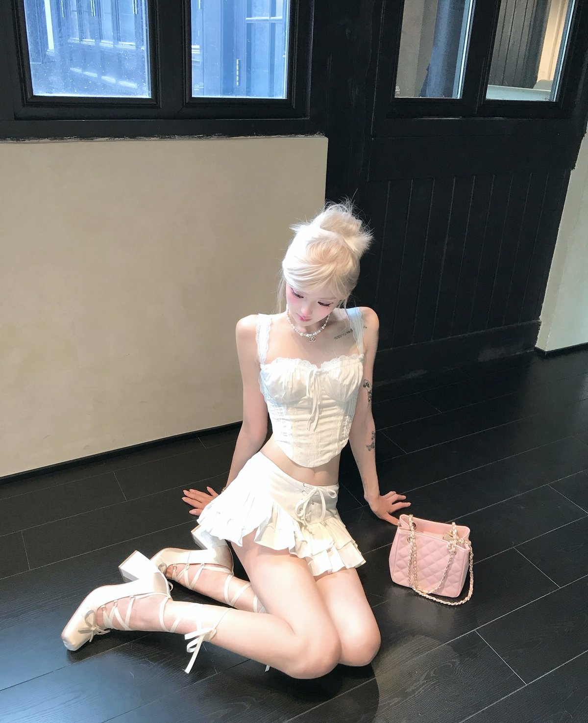 Bandarsaya Aaliyah Set 白色甜美風格兩件套