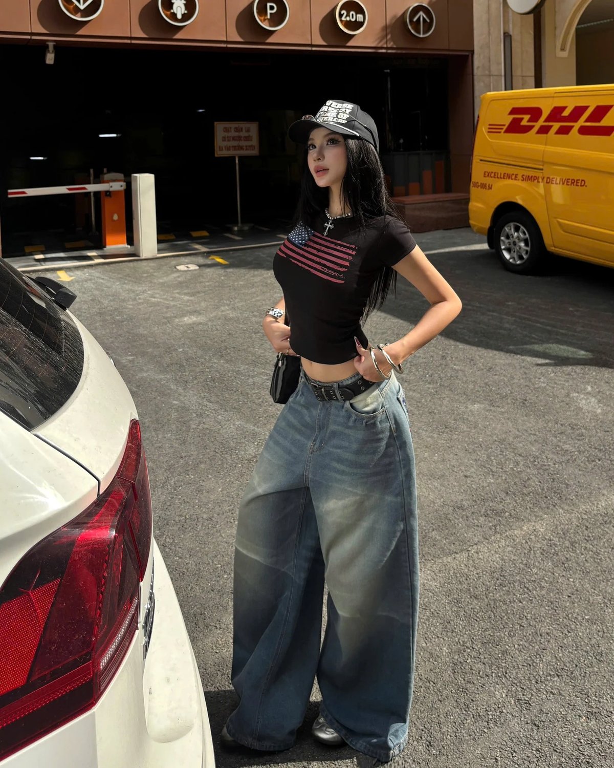 KILLSYSTEM 美國國旗刺繡寬版牛仔褲