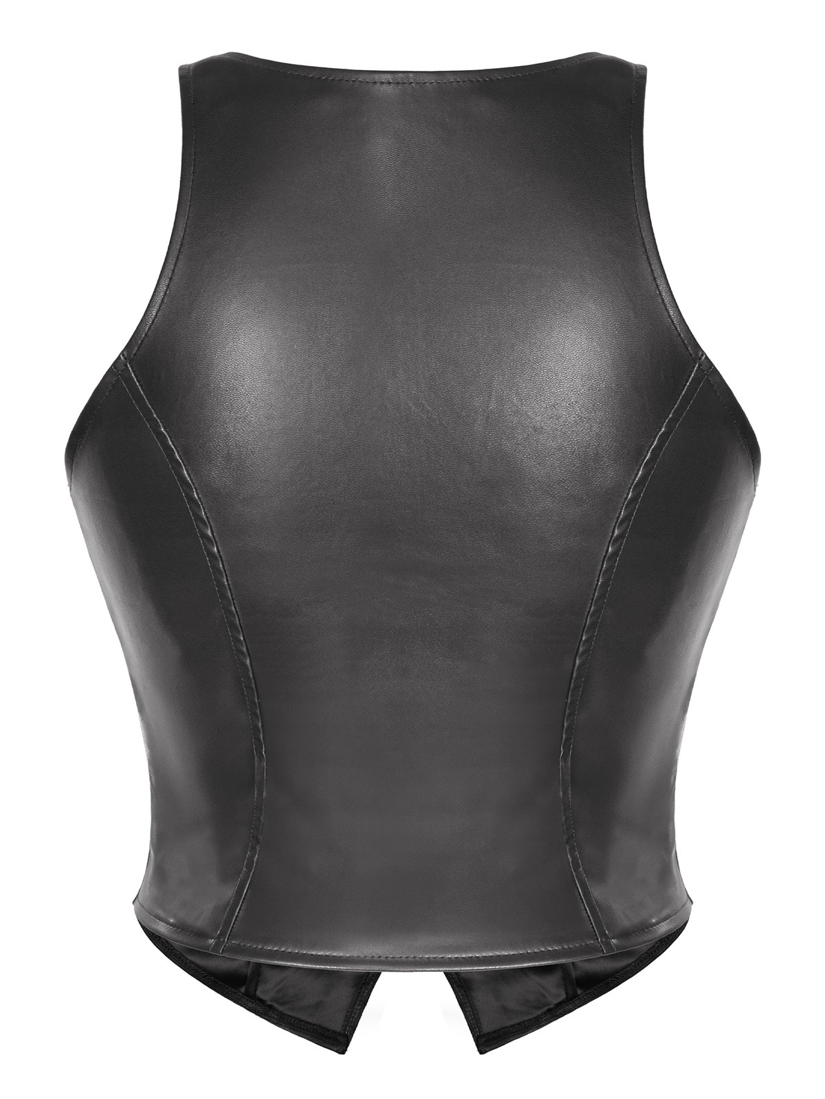 SISTERS Philippa Leather Vest Lace Trim Cropped Waistcoat
