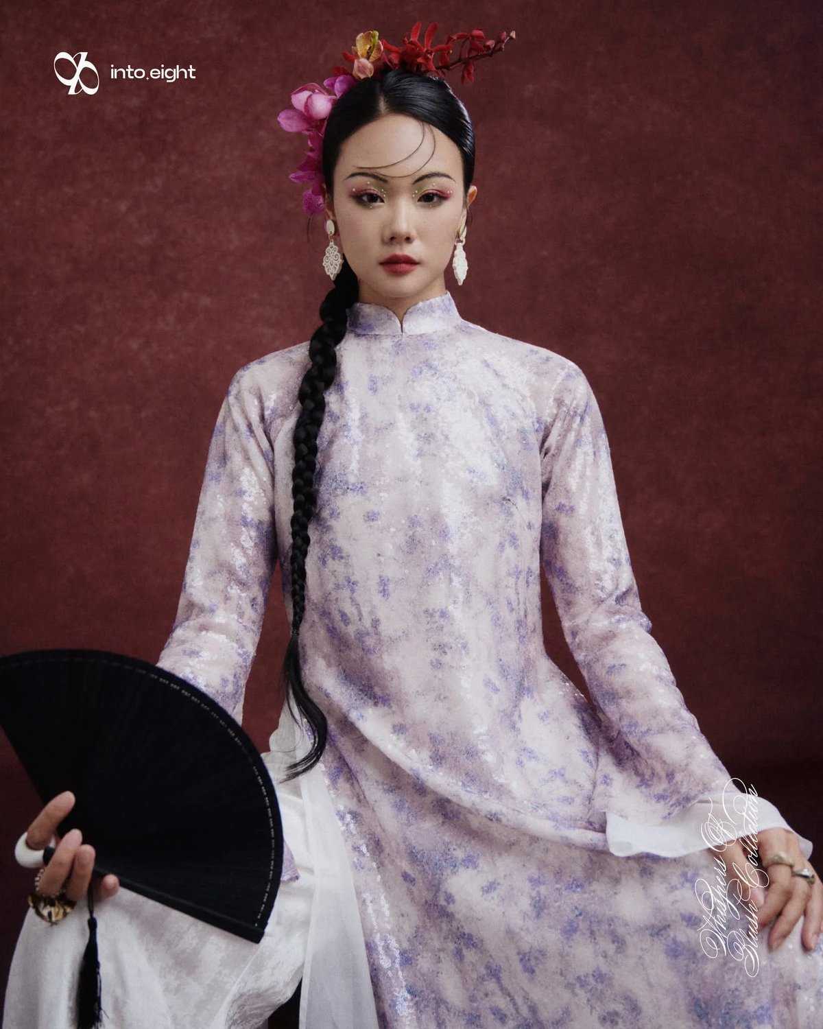 into.eight Áo Dài Nhã Sequin and Organza Long Dress