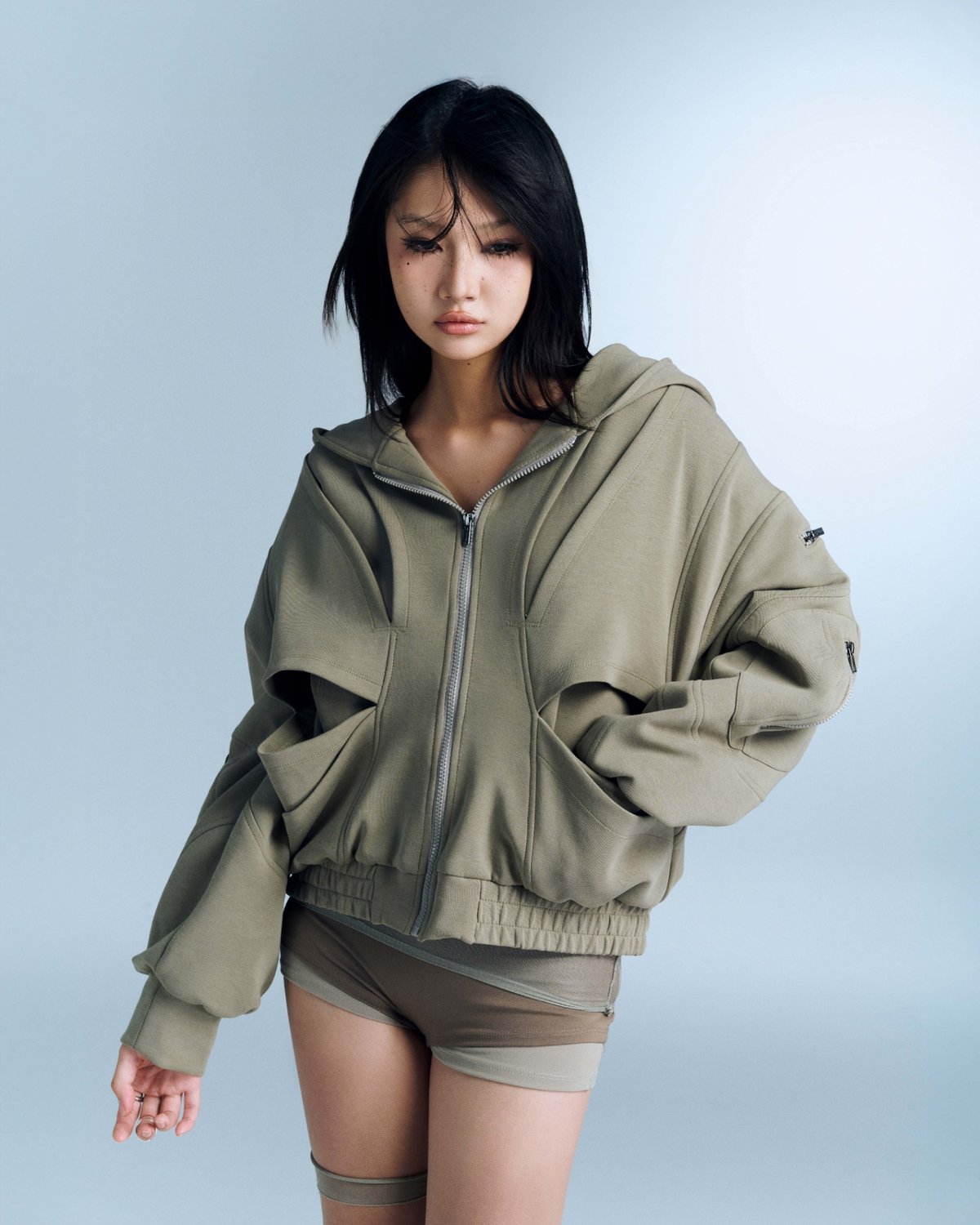 Bunnyhill MAPLE Cut-out Hooded Jacket - Avocado Green